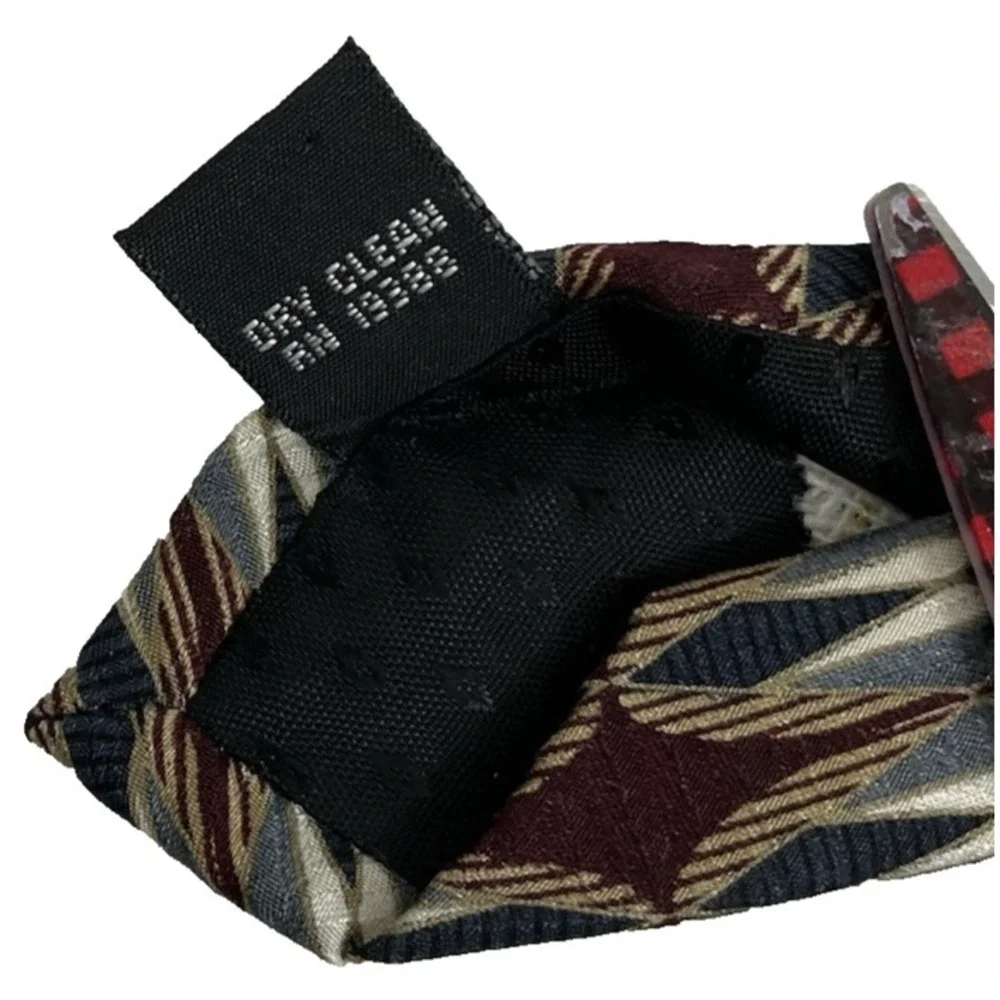 Vintage Mens Silk Tie Lot of 5 Burgundy Red Paisley Geometric Bill Blass 4